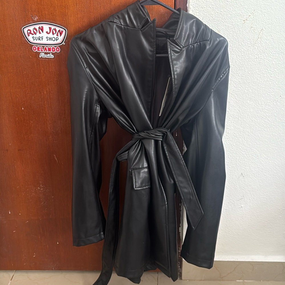 Black Faux Leather Blazer